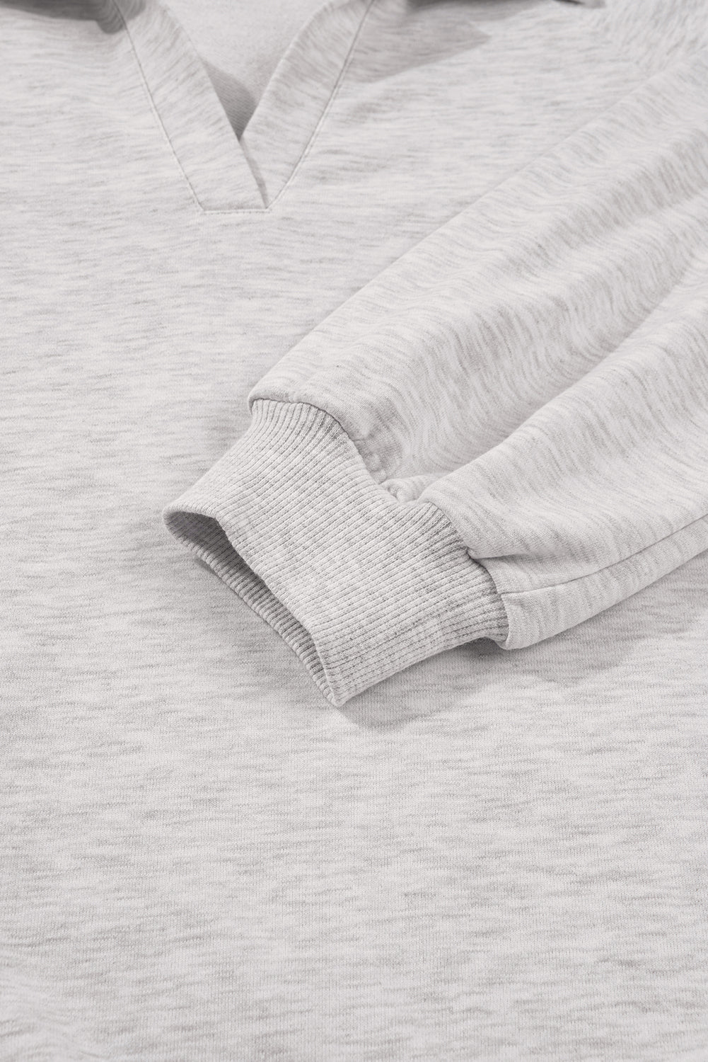 Light Grey Polo Collar Pullover & Drawstring Sweatpants Set