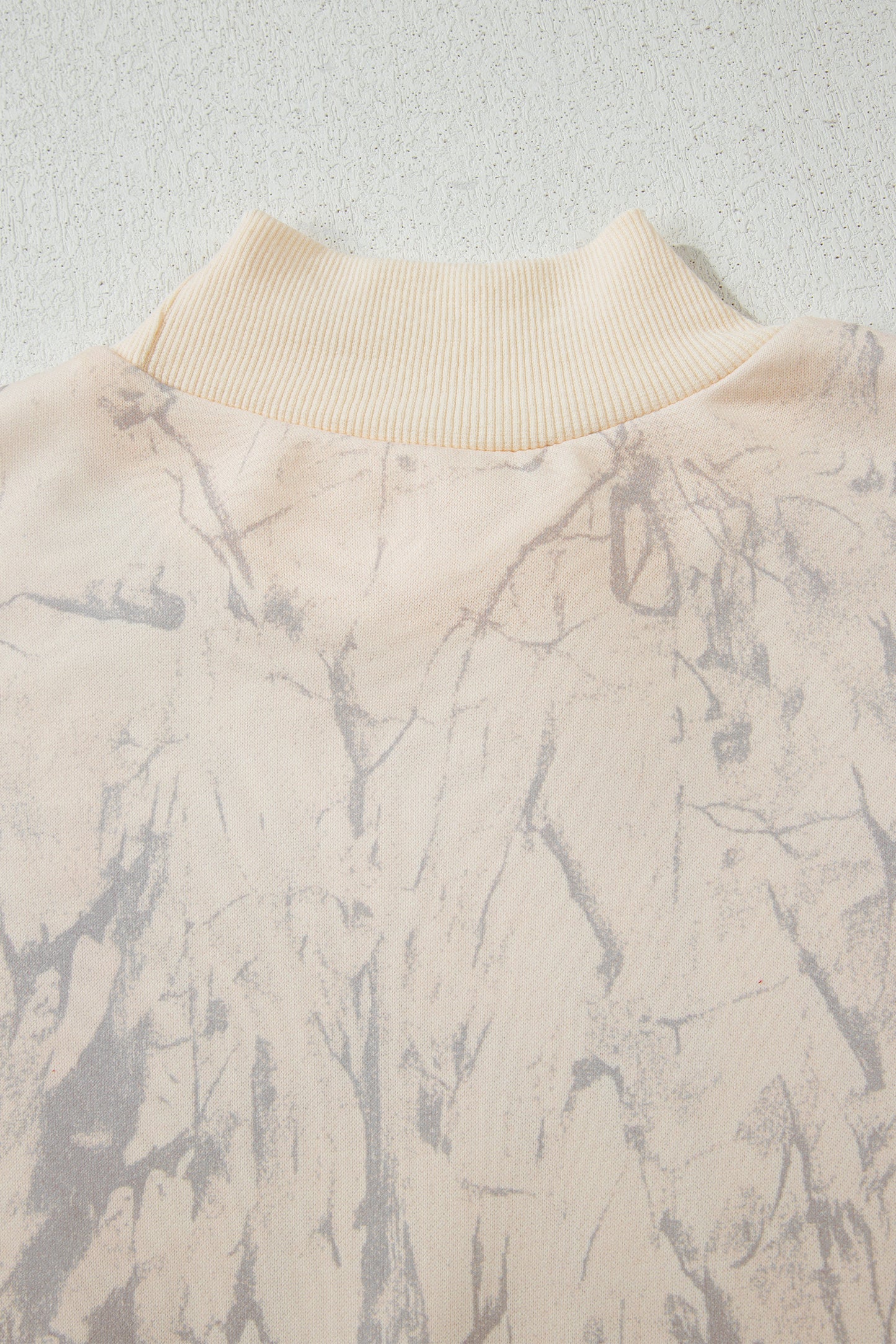 Khaki Camo Baggy Mock Neck Sweatshirt Casual Top