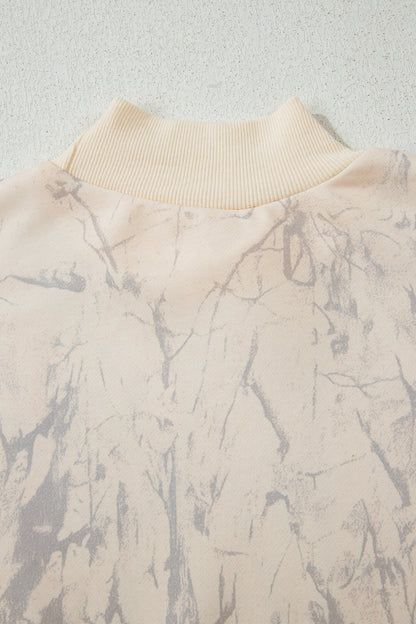 Khaki Camo Baggy Mock Neck Sweatshirt Casual Top