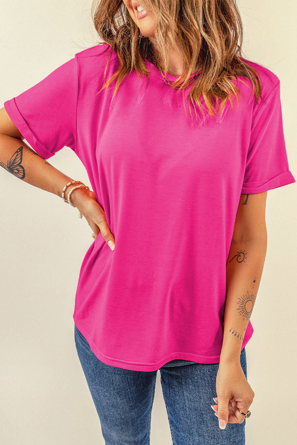 White Casual Crew Neck Short Sleeve Basic Tee
