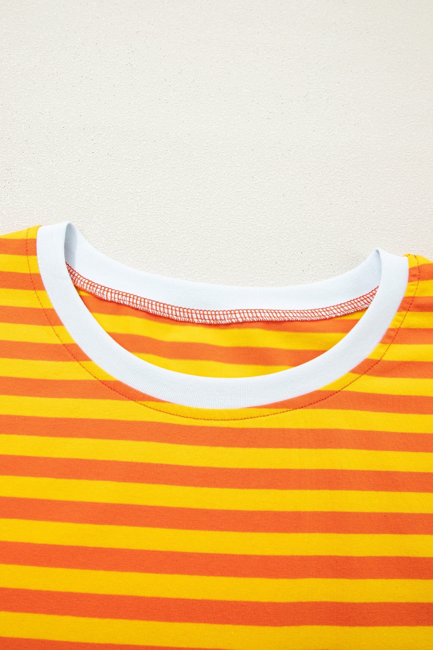 Sky Blue Striped Contrast Neck Drop Shoulder Loose Tee