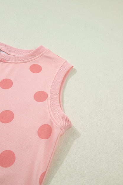 Polka Dot Tank Top Split Skort 2 Piece Lounge Set