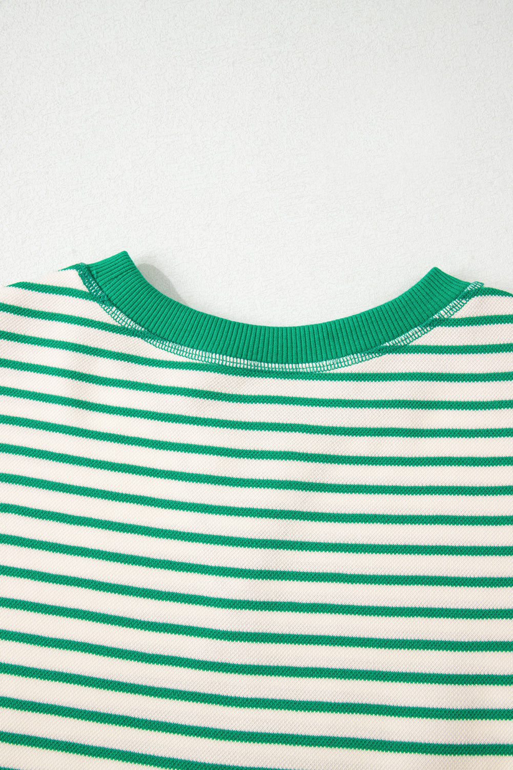 Green Striped Ruffle Sleeve Contrast Casual Top