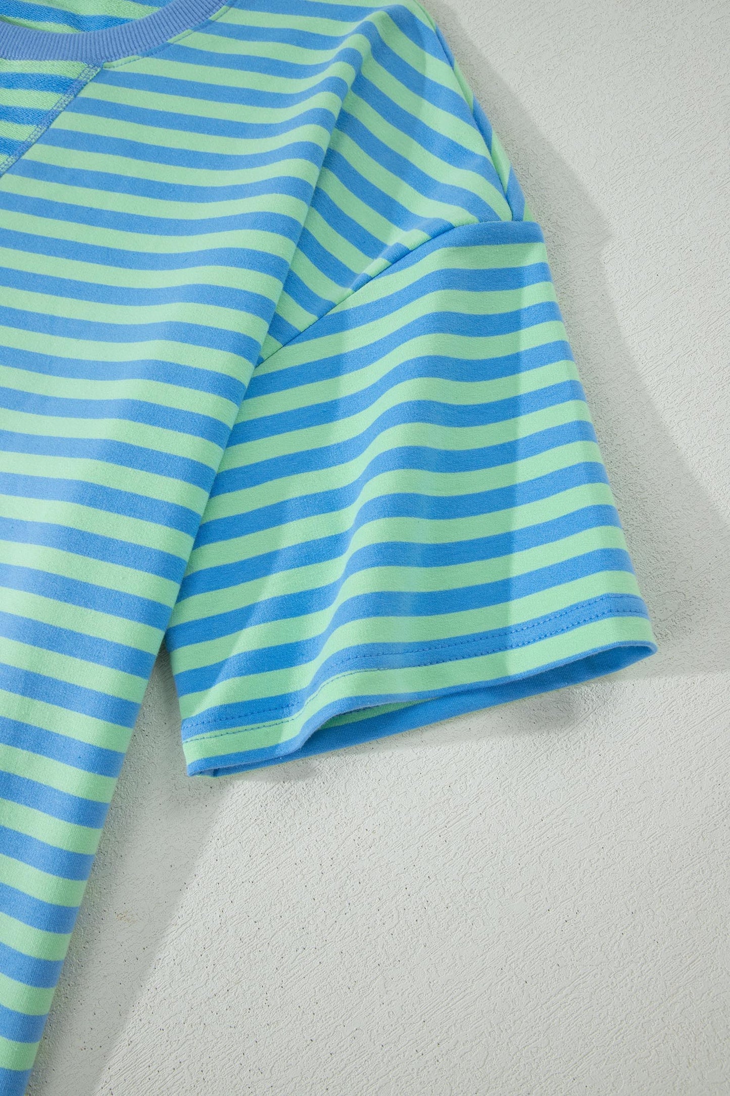 Green Striped Cotton Shorts Set Lounge Outfit