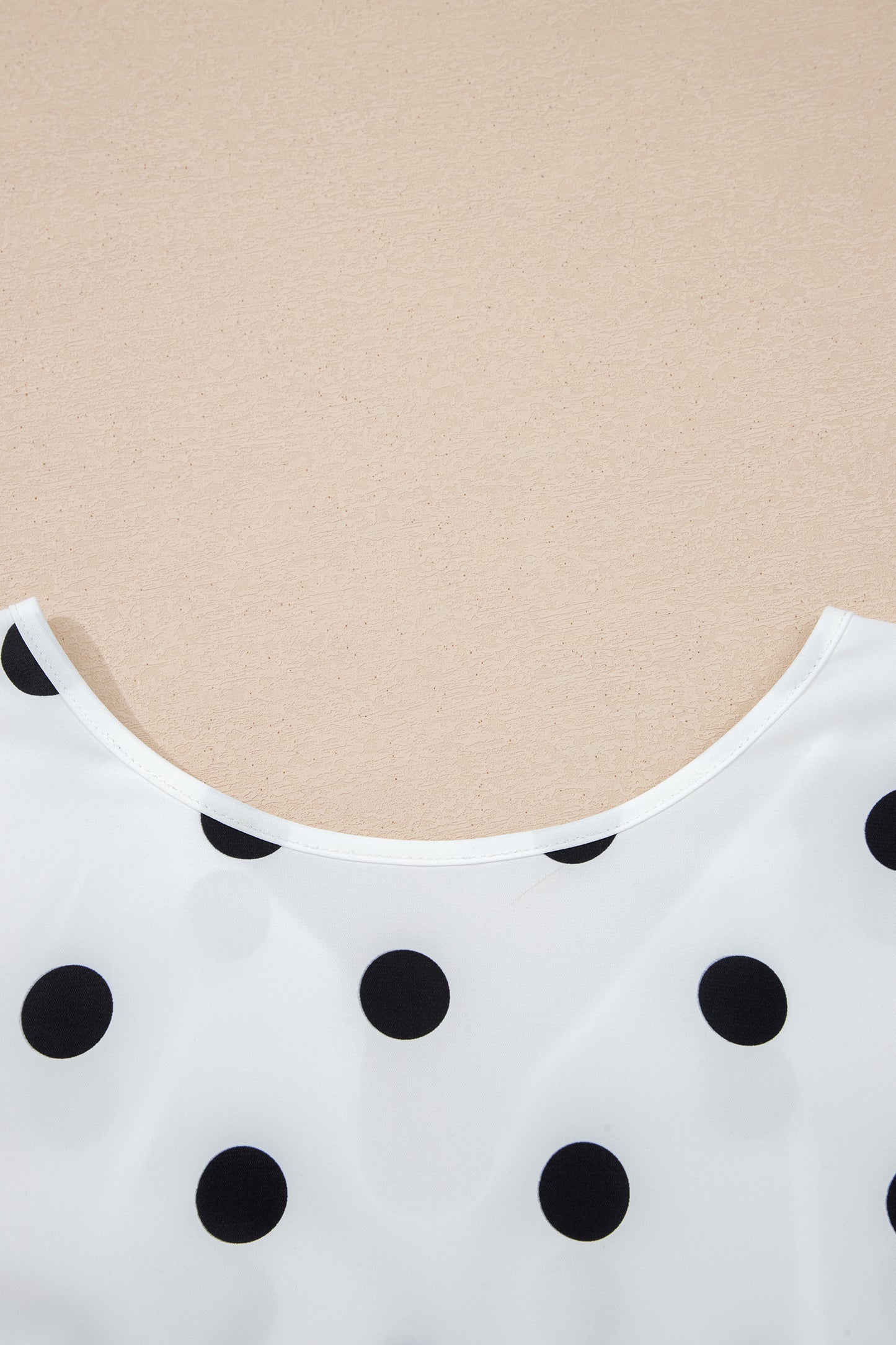 White Polka Dot Blouse Smocked Cuff Puff Sleeve Top
