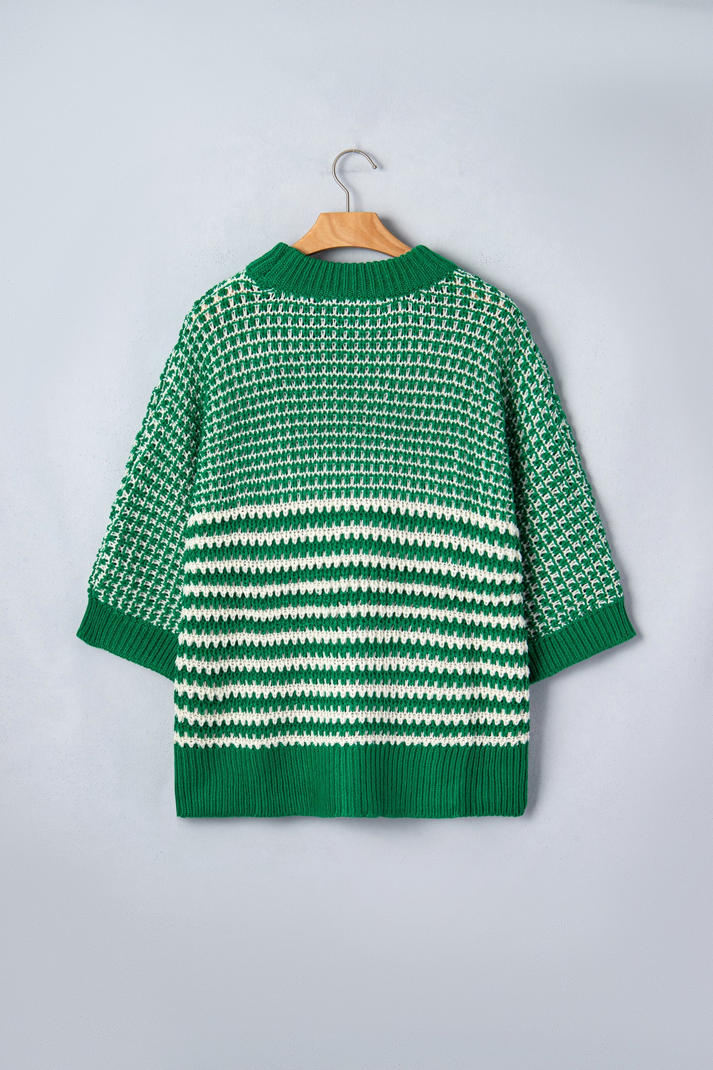 Red Stripe 3/4 Draped Sleeve Slouchy Sweater