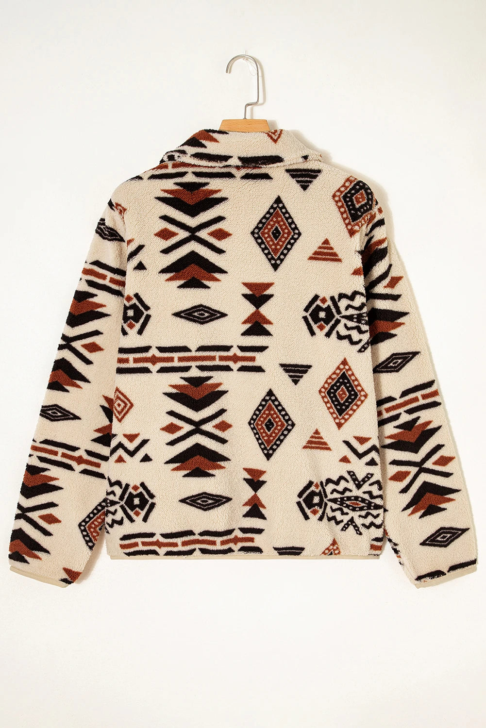 Women Aztec Print Sherpa Half Zip Sweatshirt