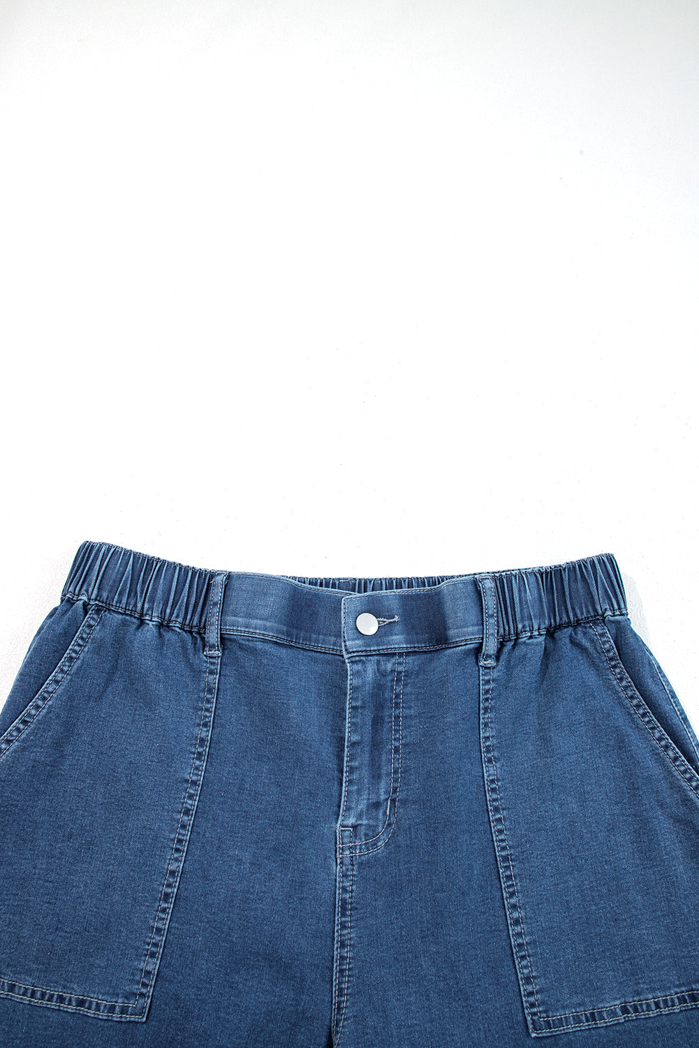 Sail Blue Plus Size Elastic Waist Ruffle Hem Jeans