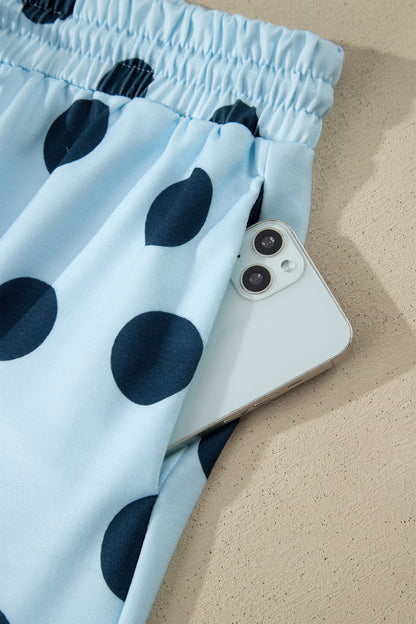Polka Dot Lounge Set Tee and Drawstring Shorts Set