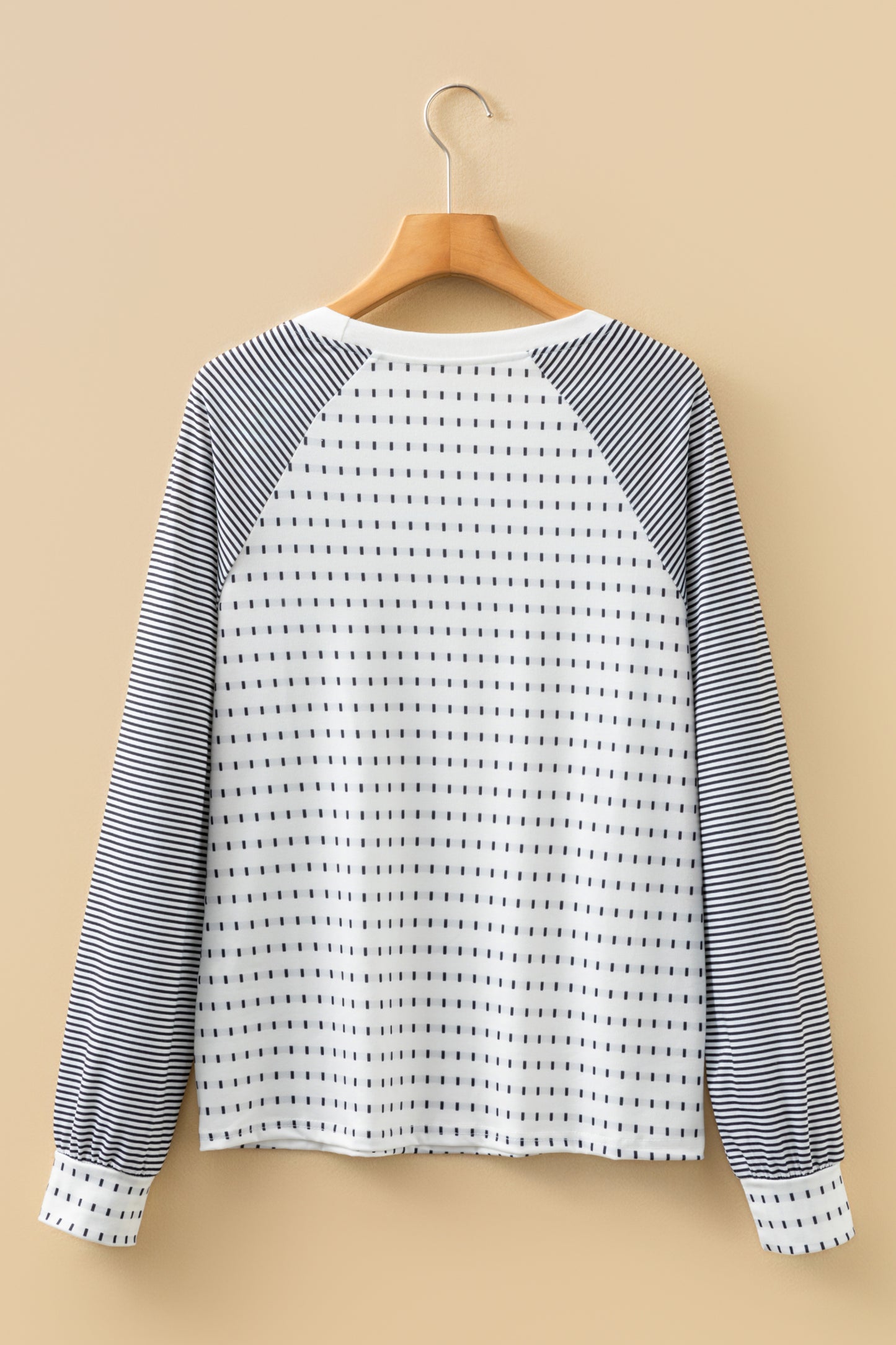 Striped Raglan Sleeve Color Block Long Sleeve Top