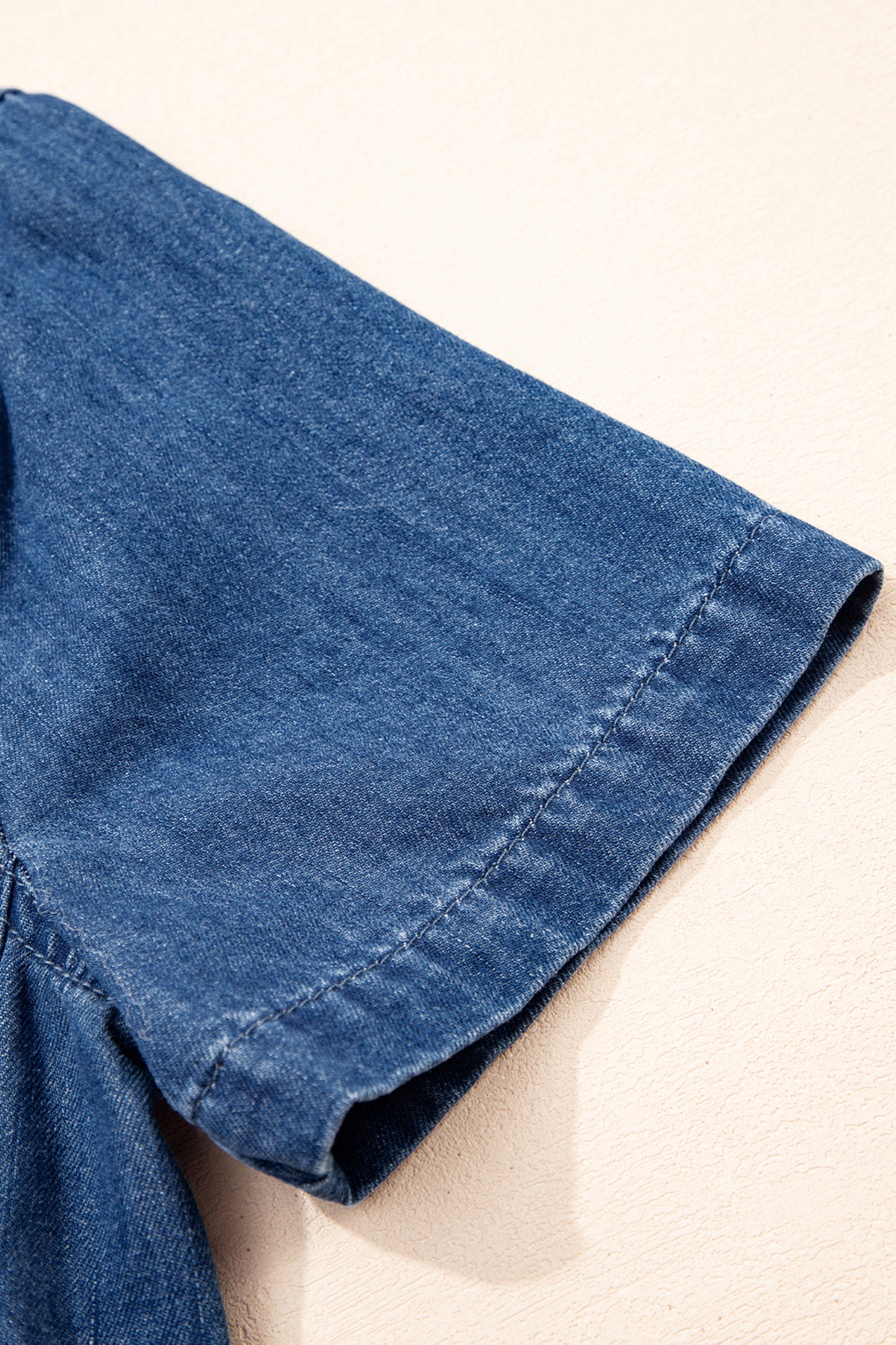 Blue Zip Front Collared Pocket Shift Denim Mini Dress