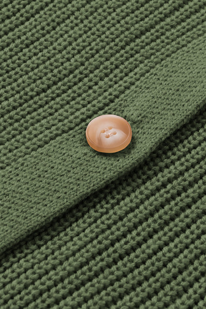 Pink Knit V Neck Bishop Sleeve Button Cardigan