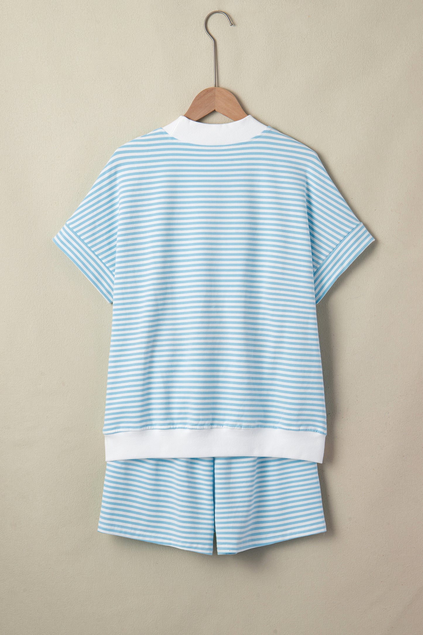 Casual Stripe 2 Piece Short Set Women Lounge Outfit