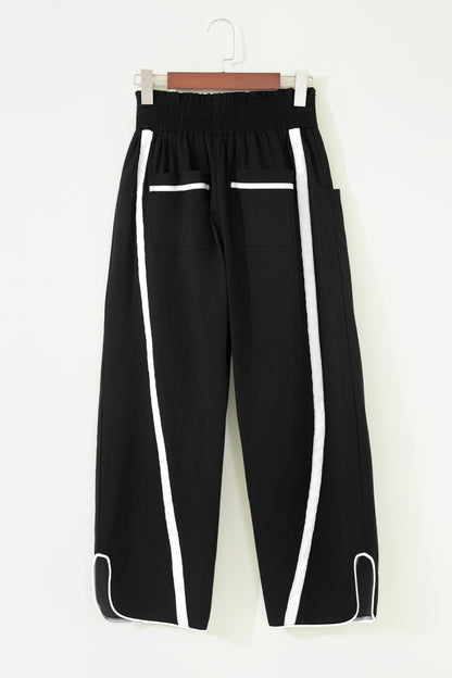 Game Day Side Stripe Drawstring Cropped Wide Leg Pants