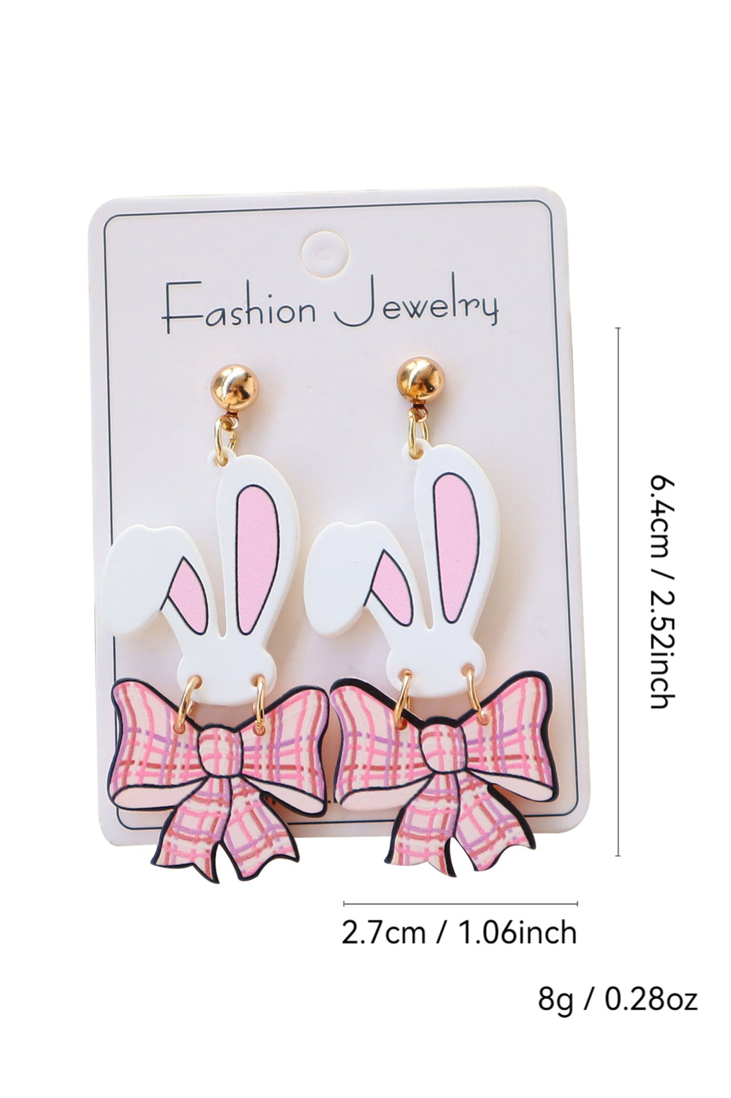 Easter Bunny Bow Plaid Dangle Earrings