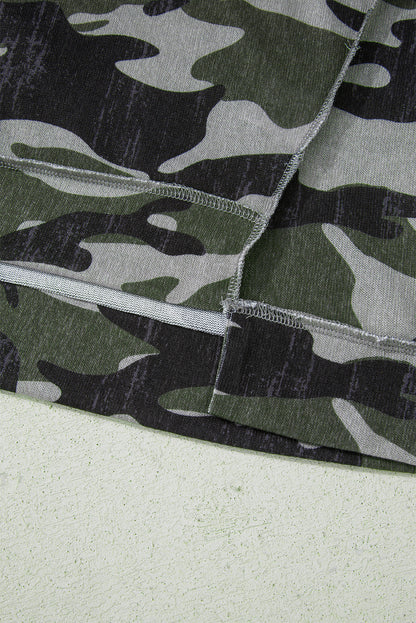 Retro Camo Drop Shoulder Oversized Sweatshirt for Women