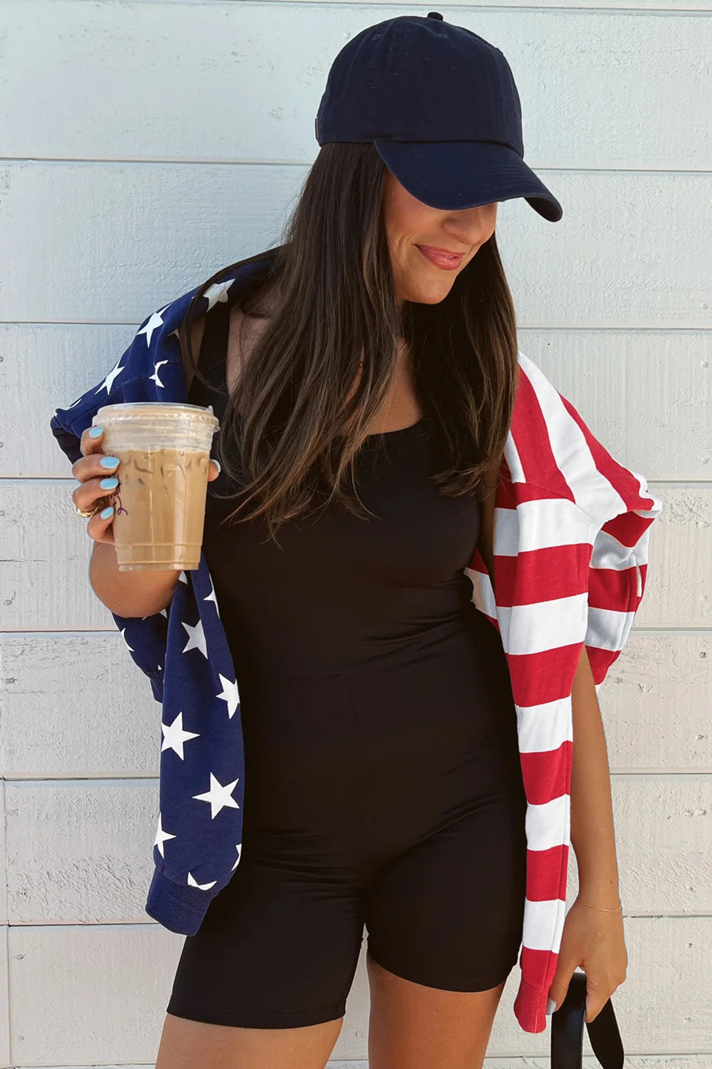4th of July American Flag Oversized Quarter Zip Sweatshirt