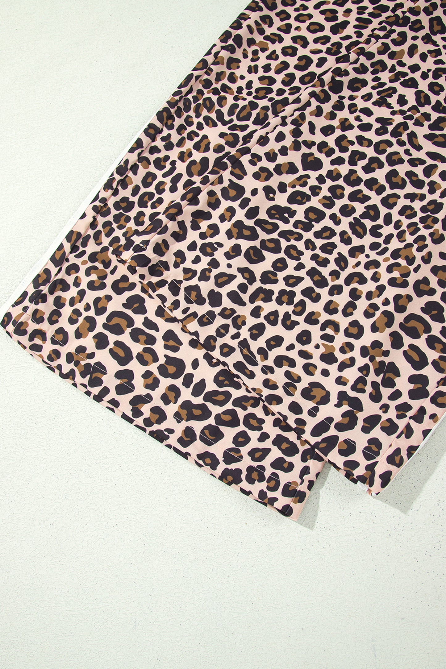 Leopard Print Wide Leg Pants with Side Stripe Detail