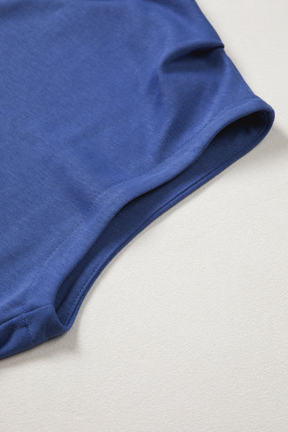 High Neck Cap Sleeve Loose Casual Top