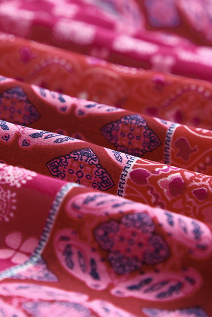 Paisley Print Tiered Maxi Skirt with Pockets