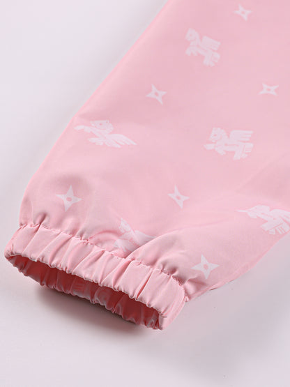 Girls Pink Windbreaker Jacket with Hood and Zip