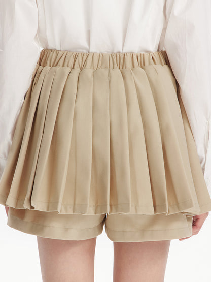 Girls Pleated Skirt with Logo Embroidery Safety Shorts