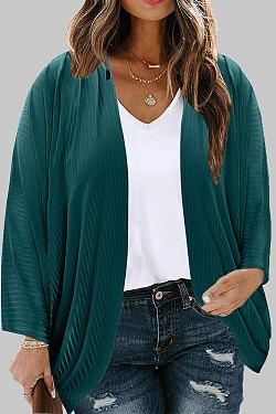 Large Size Threaded Cardigan Thin Loose Casual Solid Color Knit Sweater Women Plus Size