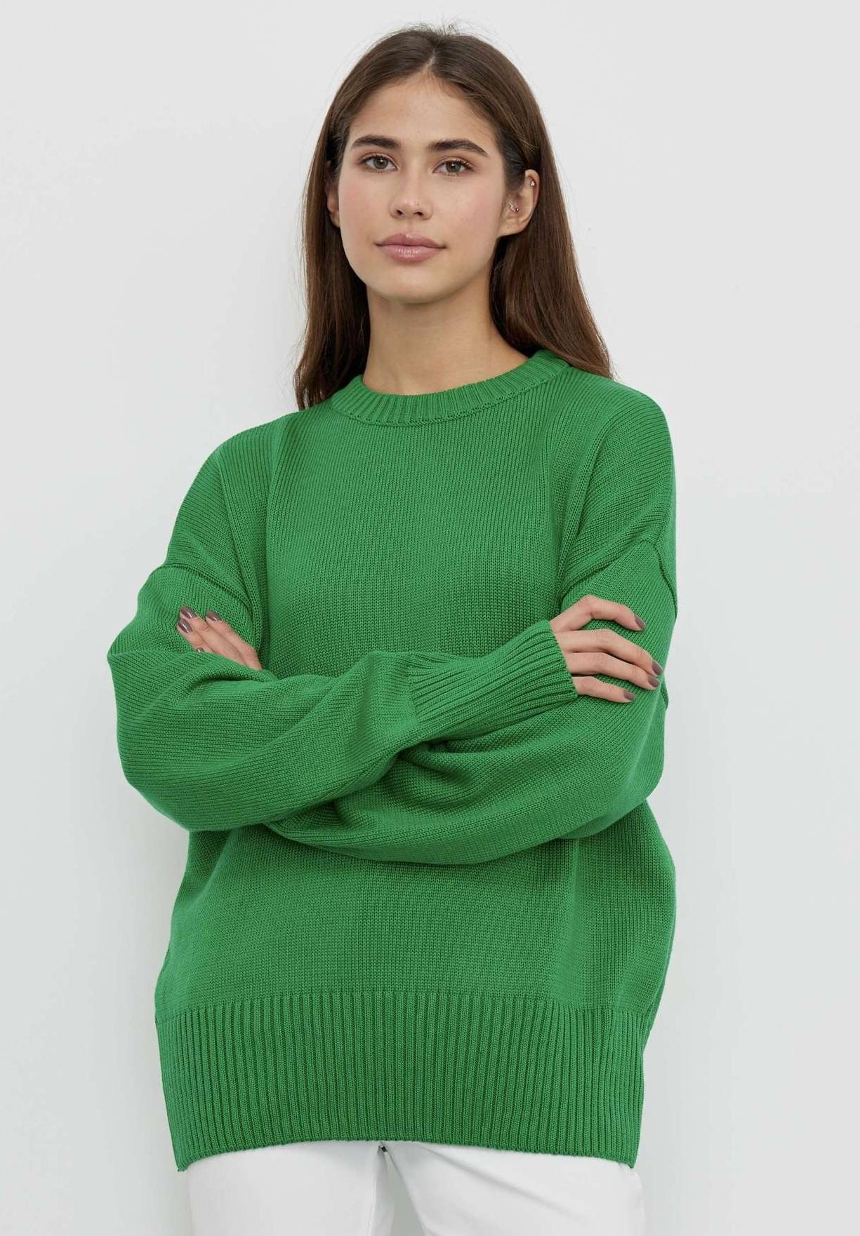 Cozy Solid Crewneck Knit Sweater for Women Fall Winter
