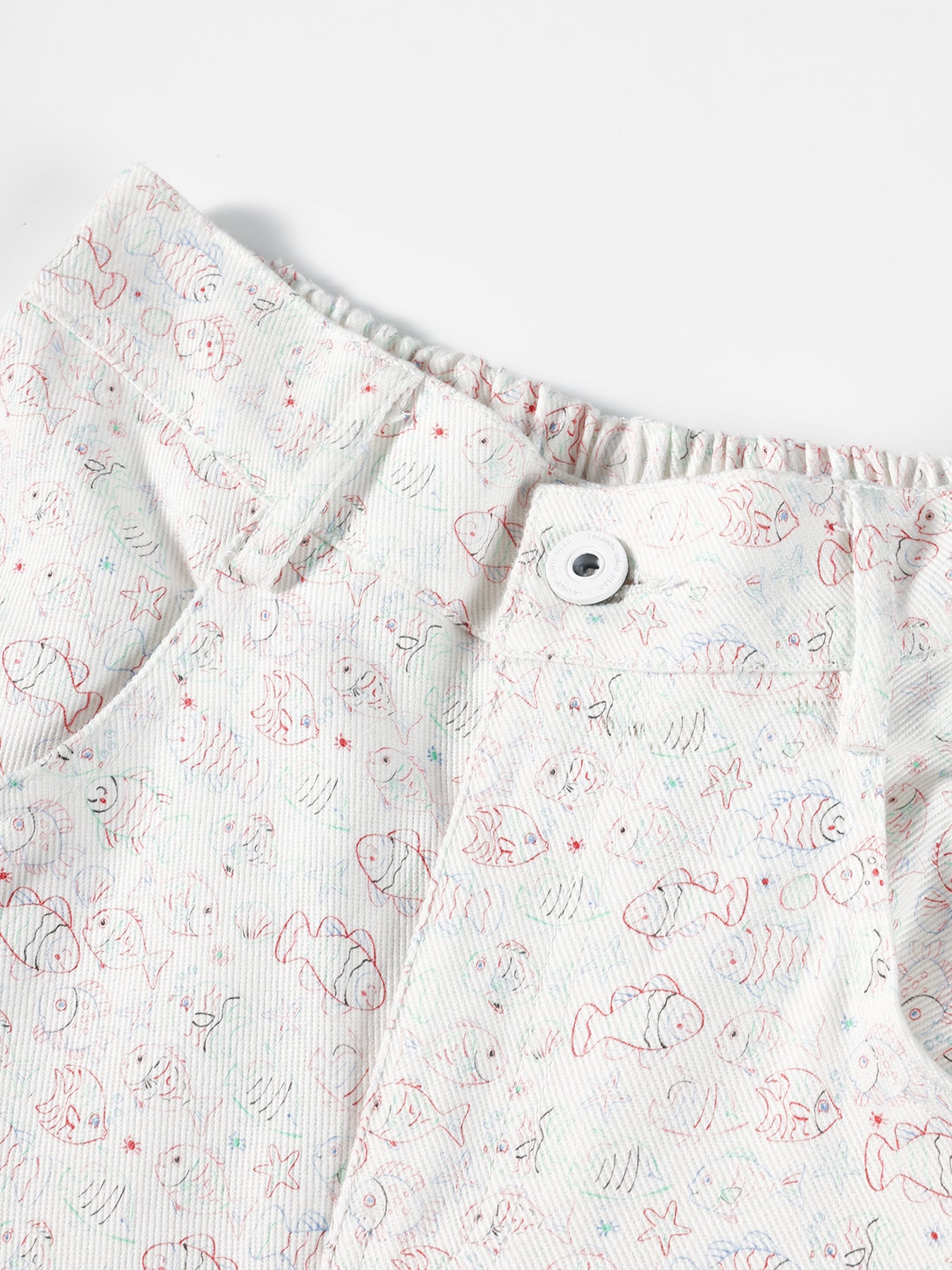 Girls Cotton Wide Leg Pants Summer Fish Print
