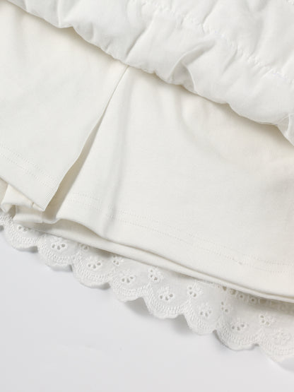 Girls Lace Ruffle Layered Skirt Cute School Style Outfit