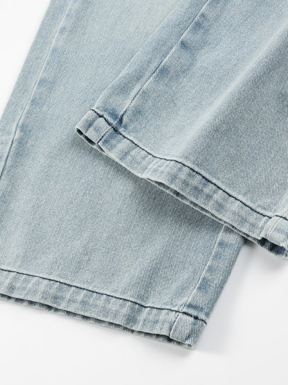 2025 Spring Girls Washed Straight Leg Denim Jeans | Solid Color Long Pants