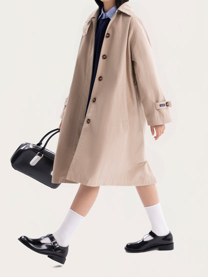 Girls Oversized Trench Coat in Neutral Maillard Style
