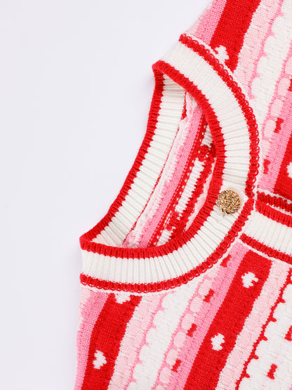 Girls' Striped Knit Button-Front Cardigan Sweater