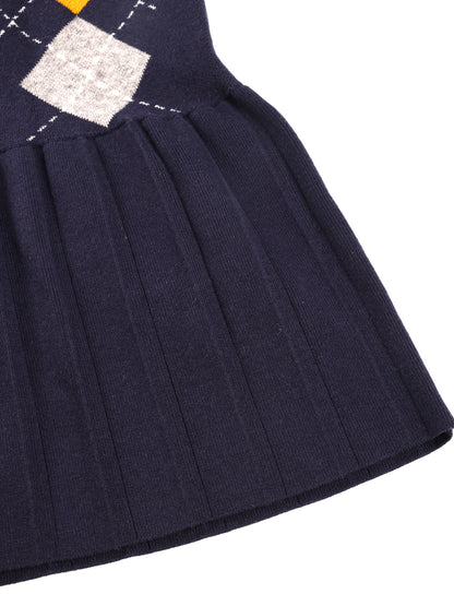 Girls Argyle Knit Dress Sleeveless Plaid Jumper Outfit