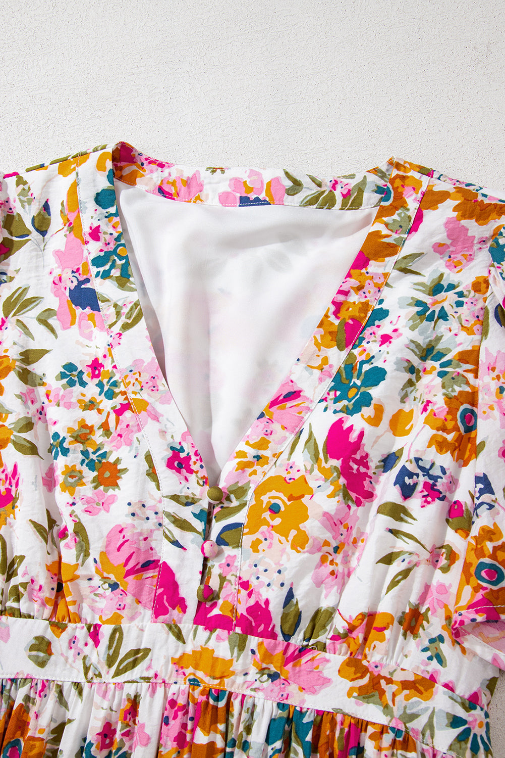 Easter Floral V Neck Short Sleeve Boho Maxi Dress