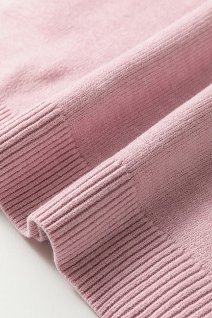 Valentine Pink Love Script Corded Knit Sweater