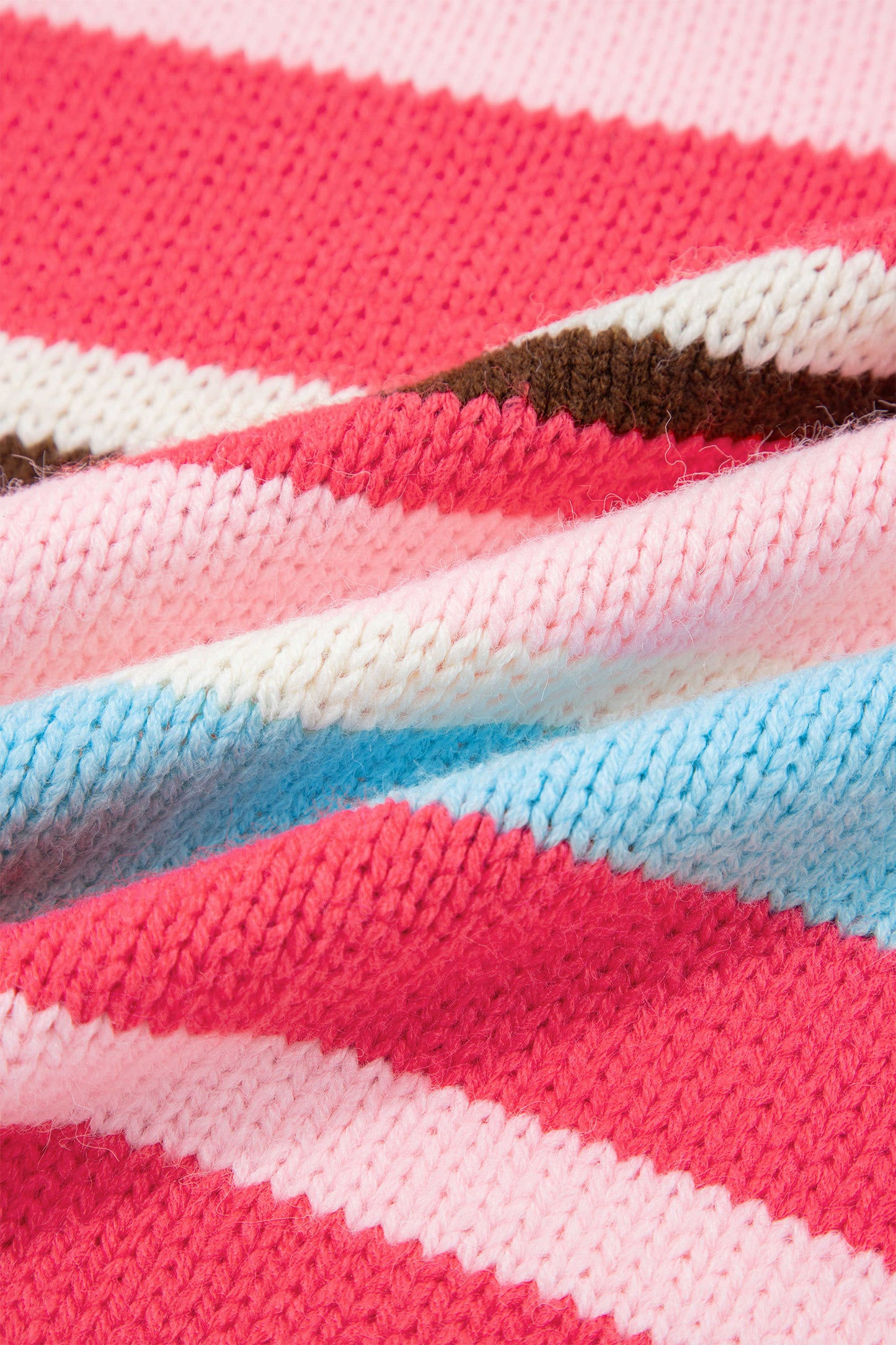 Multicolor Striped Colorblock Drop Shoulder Knit Cardigan