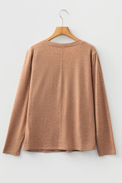 Floral Patchwork V Neck Long Sleeve Casual T Shirt