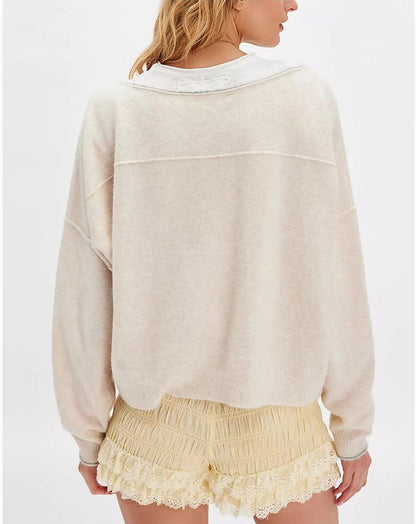 Loose Fit Crewneck Knit Sweater for Women Fall Winter