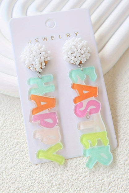 Happy Easter Acrylic Statement Drop Earrings