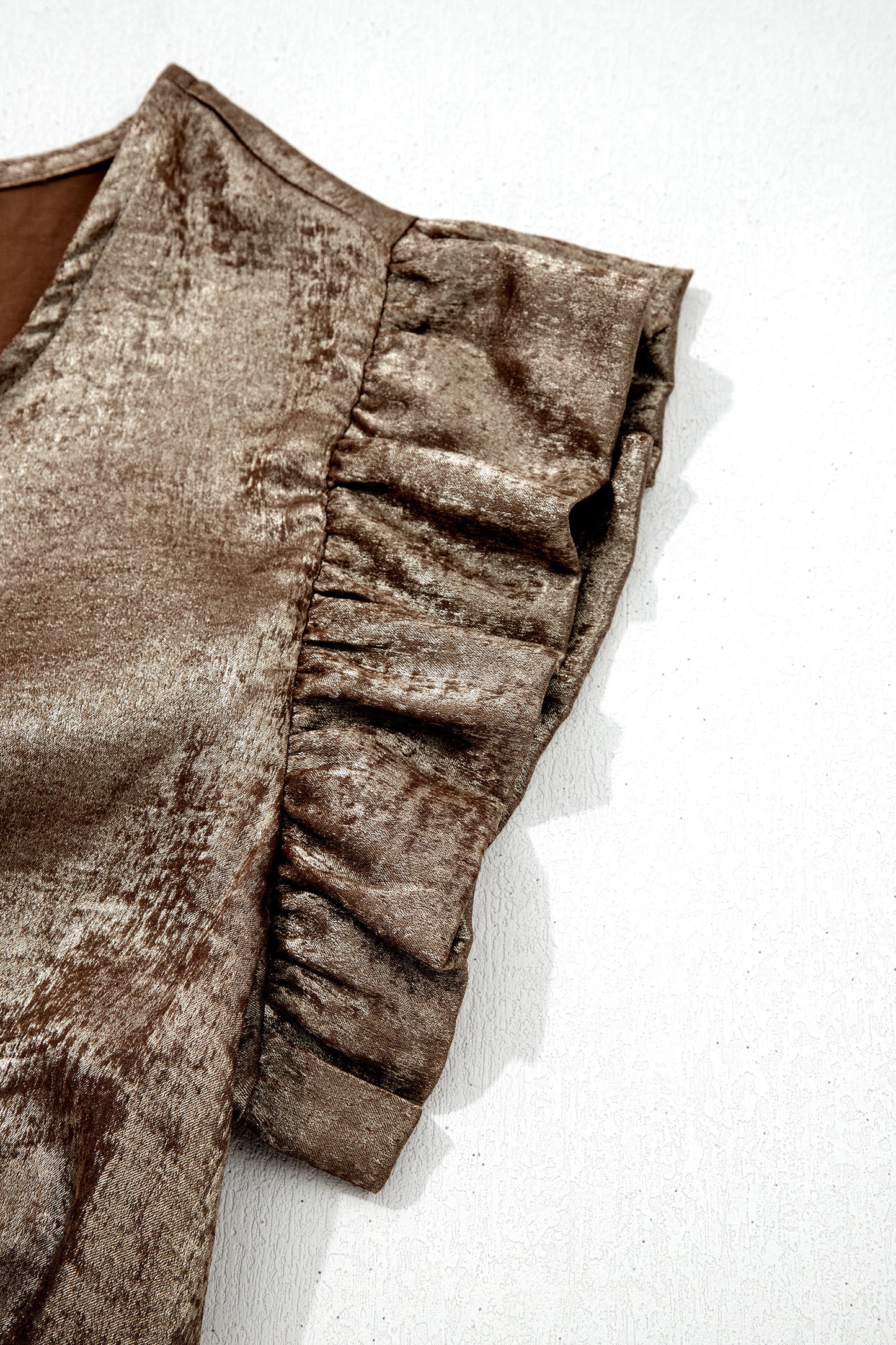 Silver Metallic Ruffle Shoulder Sleeveless Party Top