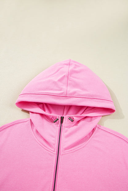 Bonbon Checkered Patchwork Half Zip Hoodie with Pocket
