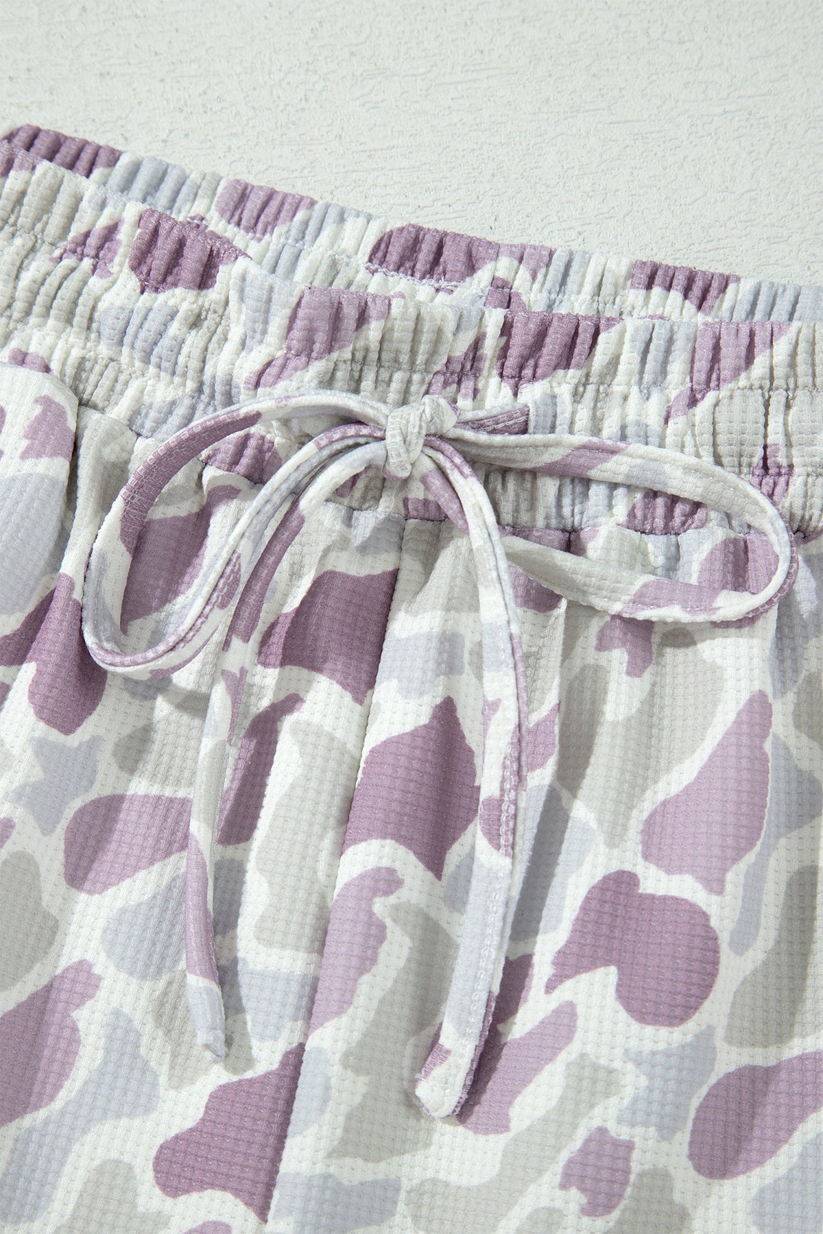 Pastel Camo Print Drawstring Wide Leg Pants