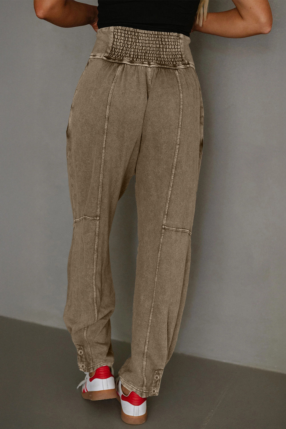 Mineral Wash High Waist Relaxed Fit Jogger Pants
