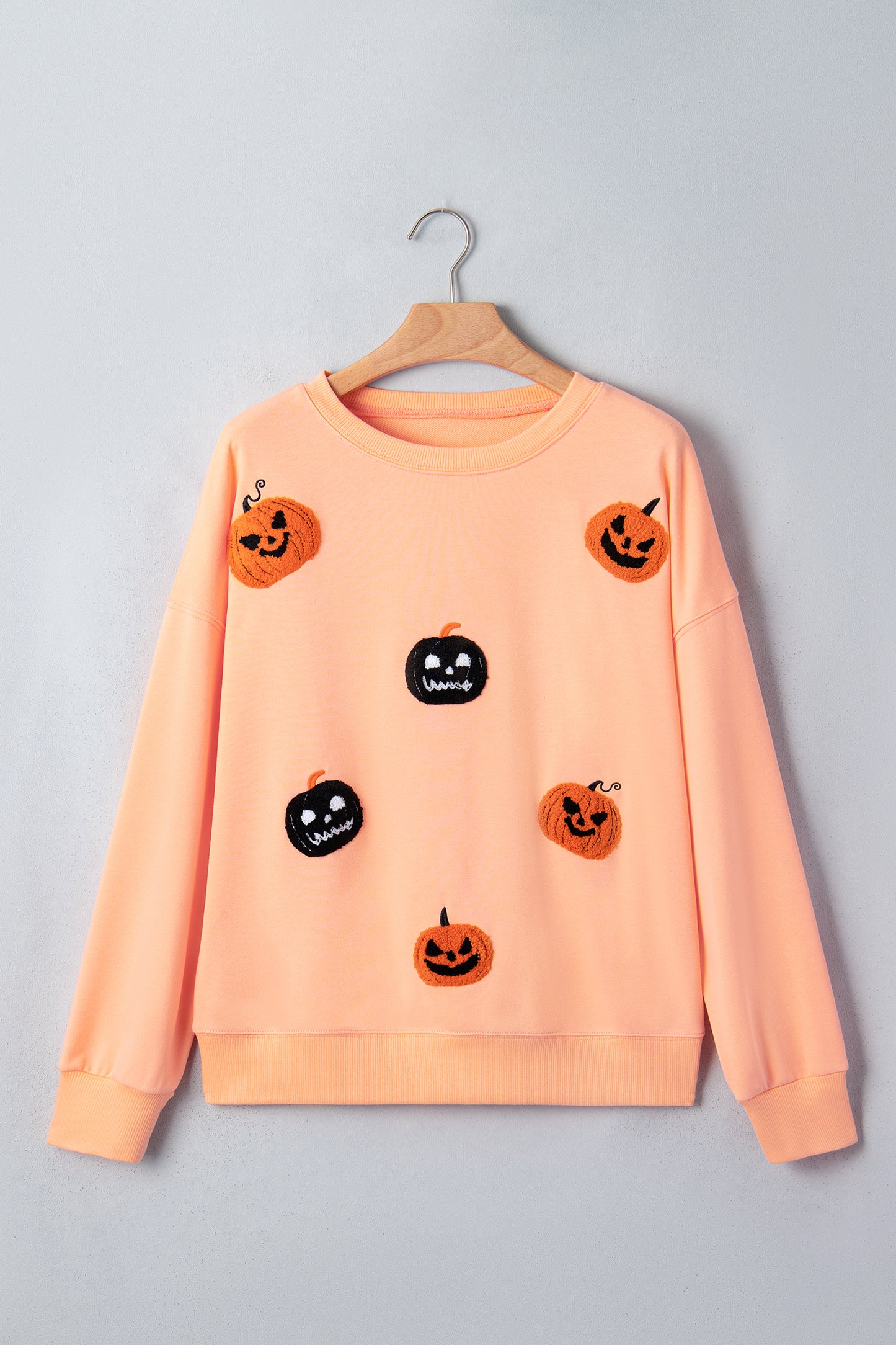 Pumpkin Sweatshirt Halloween Embroidered Oversized Fit