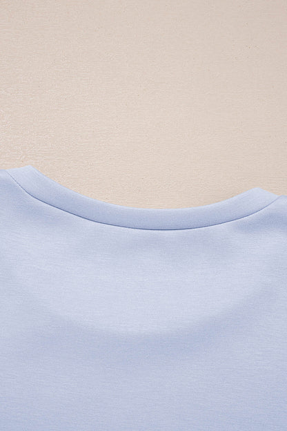 Scalloped Hem Puff Sleeve Lounge Set Casual Two Piece