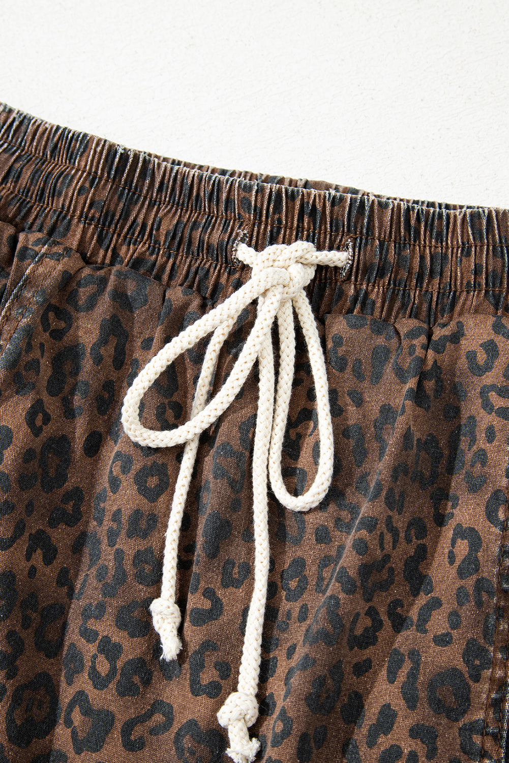 Leopard Print Drawstring Skort Casual High Waist Mini