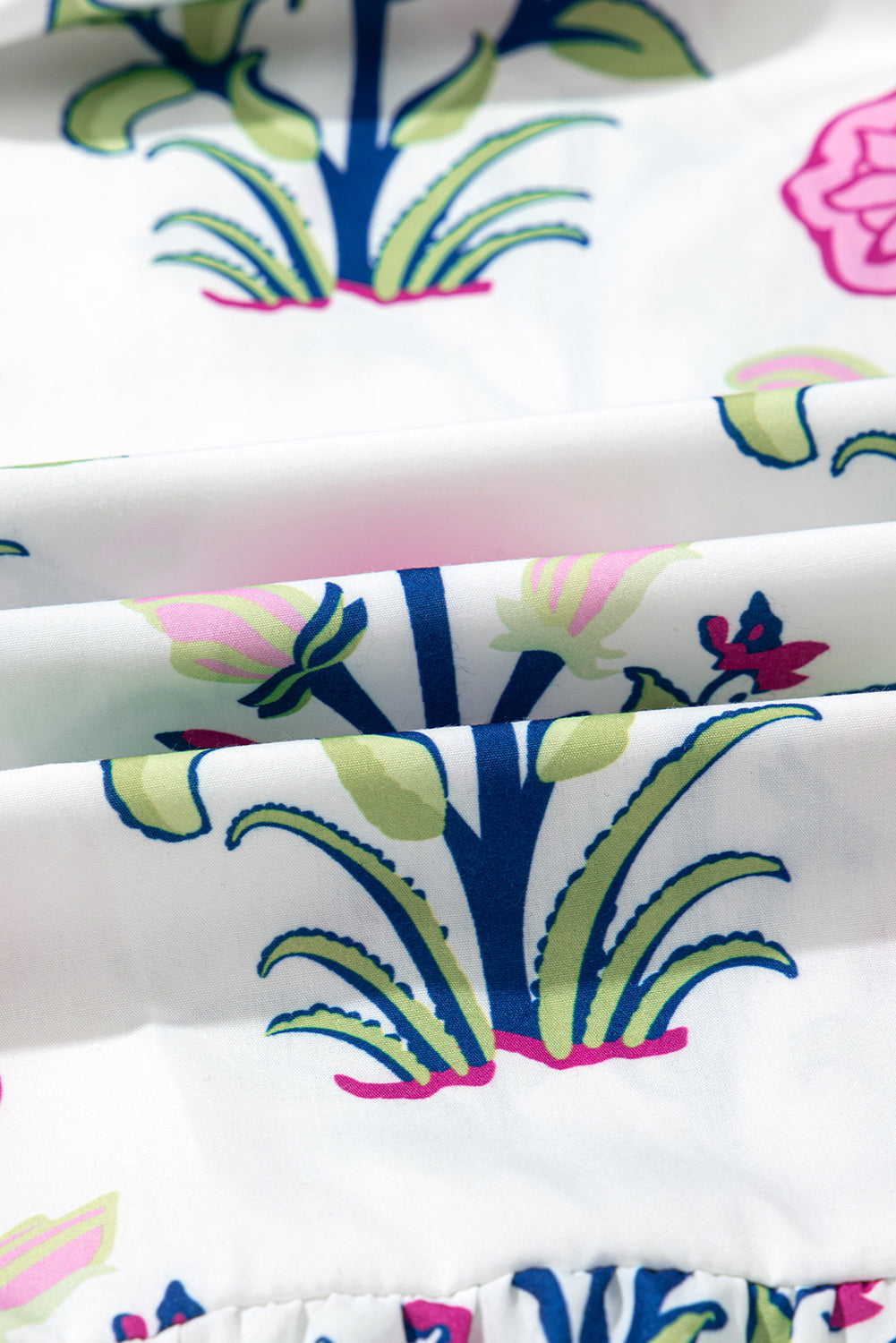 White Floral Contrast Trim V Neck Maxi Dress