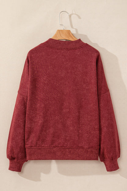 Washed Green Drop Shoulder Crewneck Sweatshirt for Women