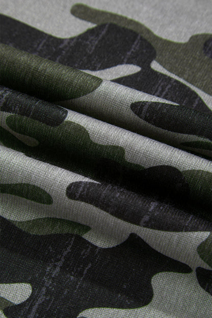 Retro Camo Drop Shoulder Oversized Sweatshirt for Women